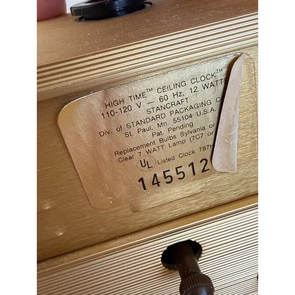 Vintage 60's MCM Stancraft High Time Ceiling Projecting Illuminating Alarm Clock - Picture 14 of 16